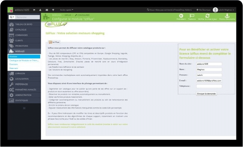 Iziflux - Pilotez l'intégralité de votre activité directement depuis votre backoffice Prestashop avec le module Iziflux.
