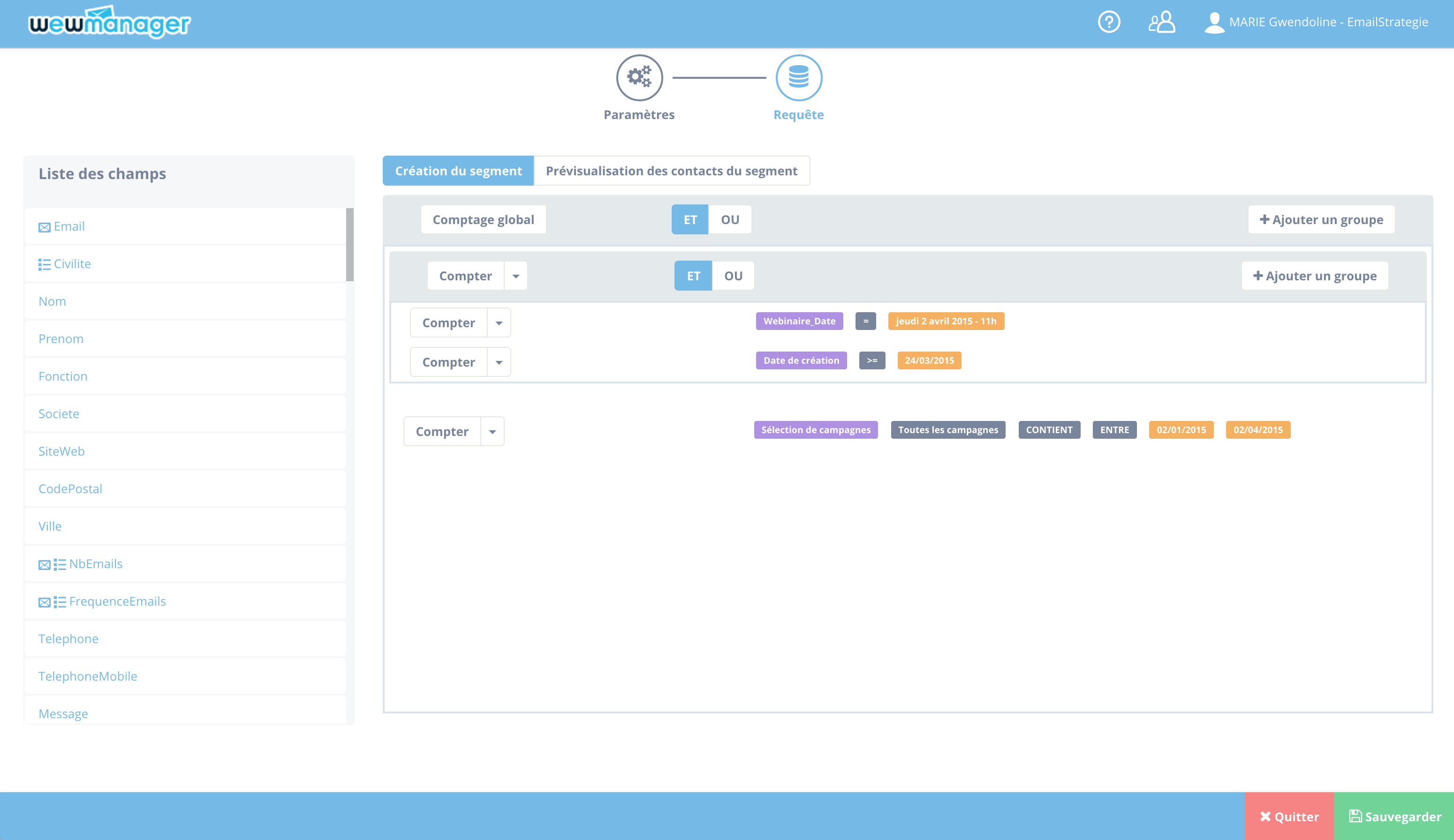 wewmanager - wewmanager : Segmentation de la Base de Données, Suivi Comportemental, Segmentation par intérêt