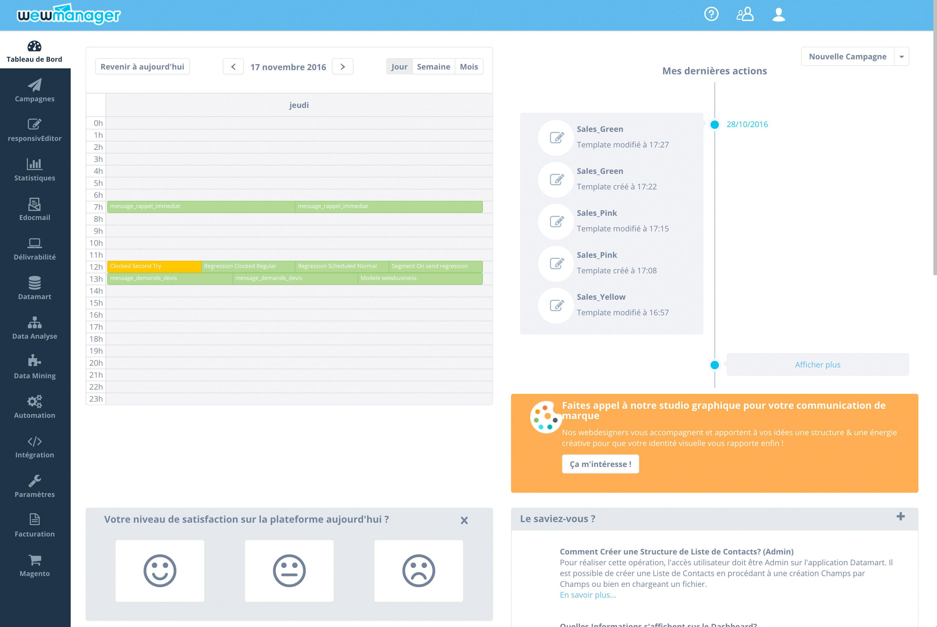 wewmanager - wewmanager : tableau de bord, suivi des campagnes