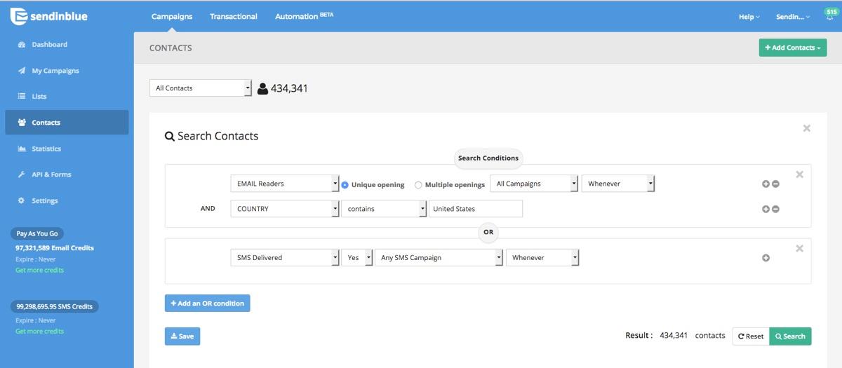 SendinBlue: contact manager and segment SendinBlue: contact manager and segment
