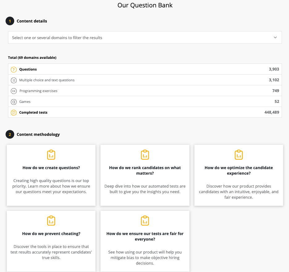 CodinGame by CoderPad - Question Bank of 3900+ questions and exercises, supporting 60+ programming languages and frameworks and 80+ preset job roles of varying skill levels