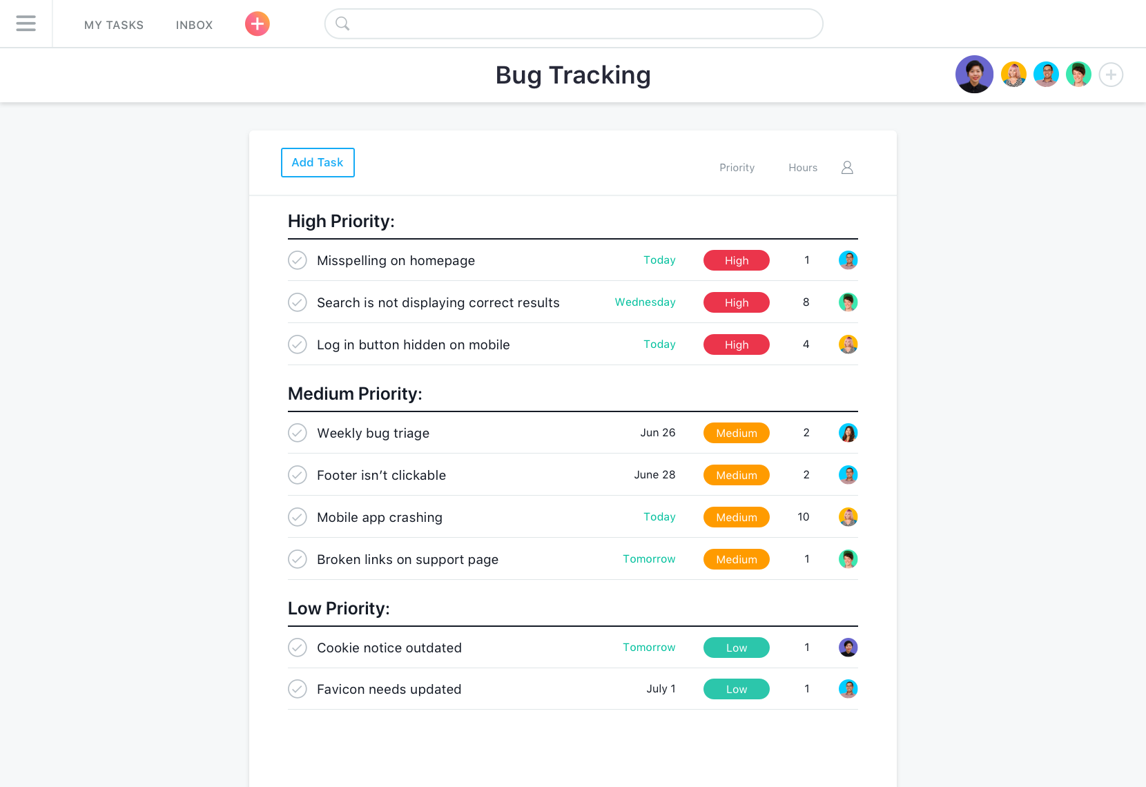 Asana - Asana bug tracking