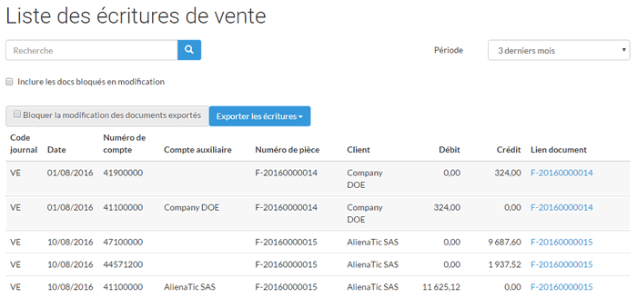 Evoliz - Generation of accounting entries for accounting