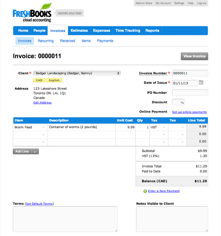 FreshBooks - Freshbooks: estado de la factura