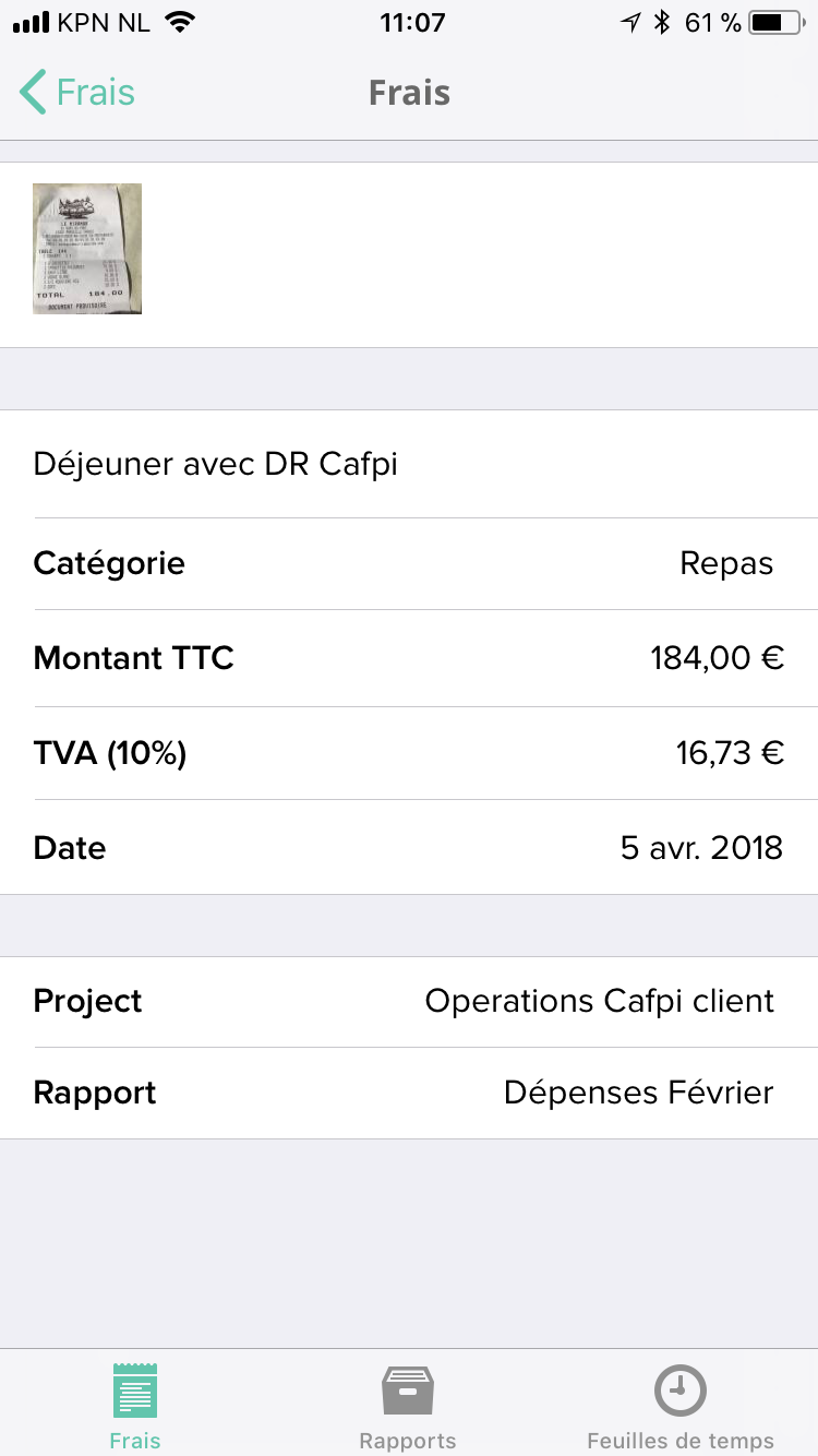 Declaree - Mobile App expense details