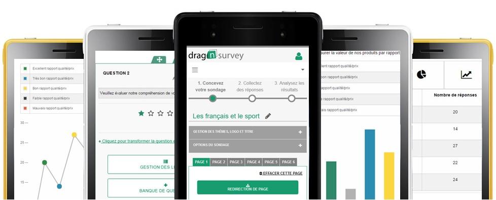 Drag'n Survey - Depuis votre smartphone,créez votre questionnaire , diffusez-le et analysez les résultats.