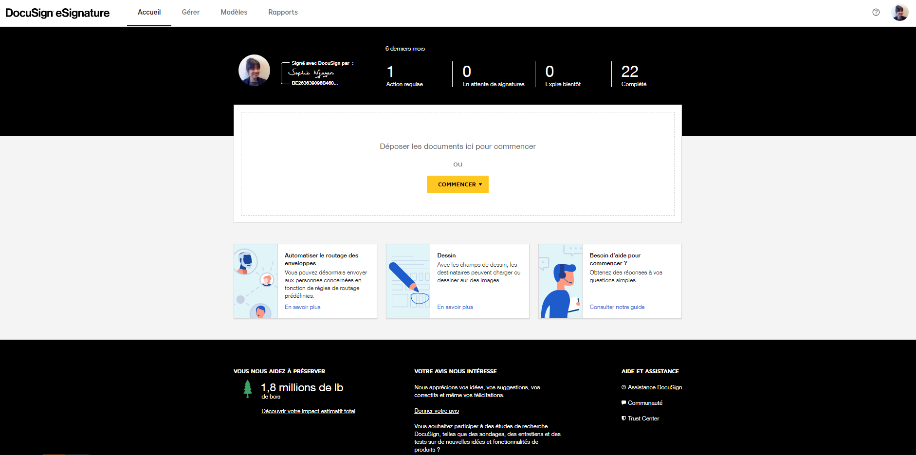 DocuSign - Interface d'accueil