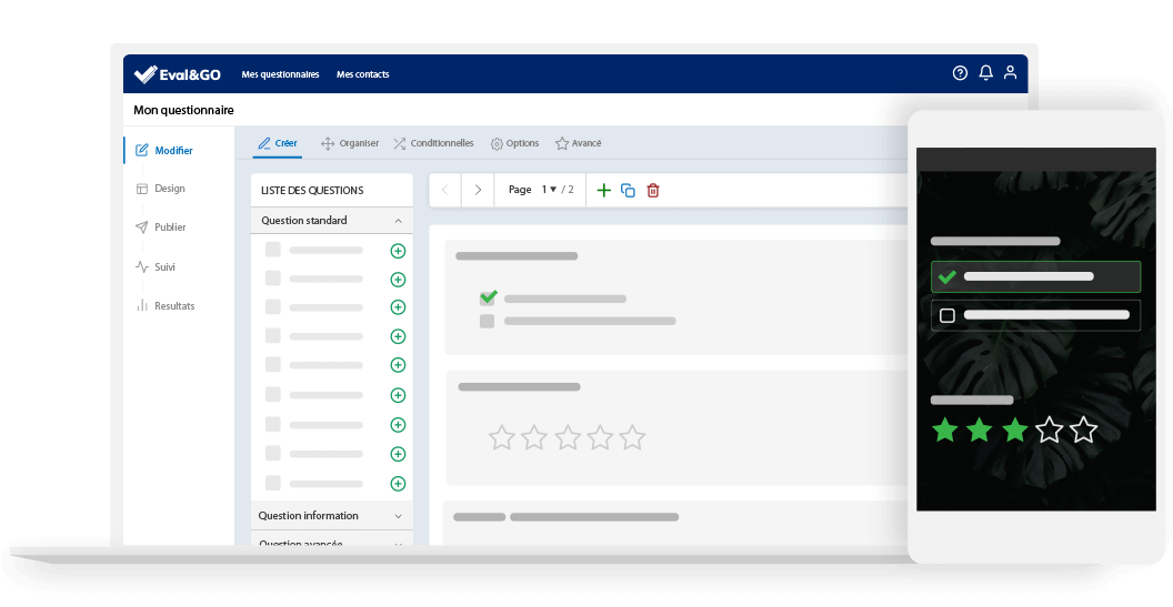 Eval&GO - Application Eval&GO et Exemple d'un questionnaire sur mobile