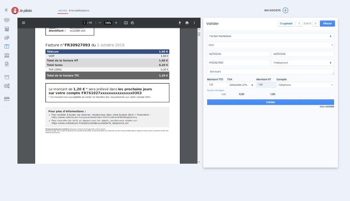 Je Pilote Mon Entreprise - Saisie d'une facture d'achat