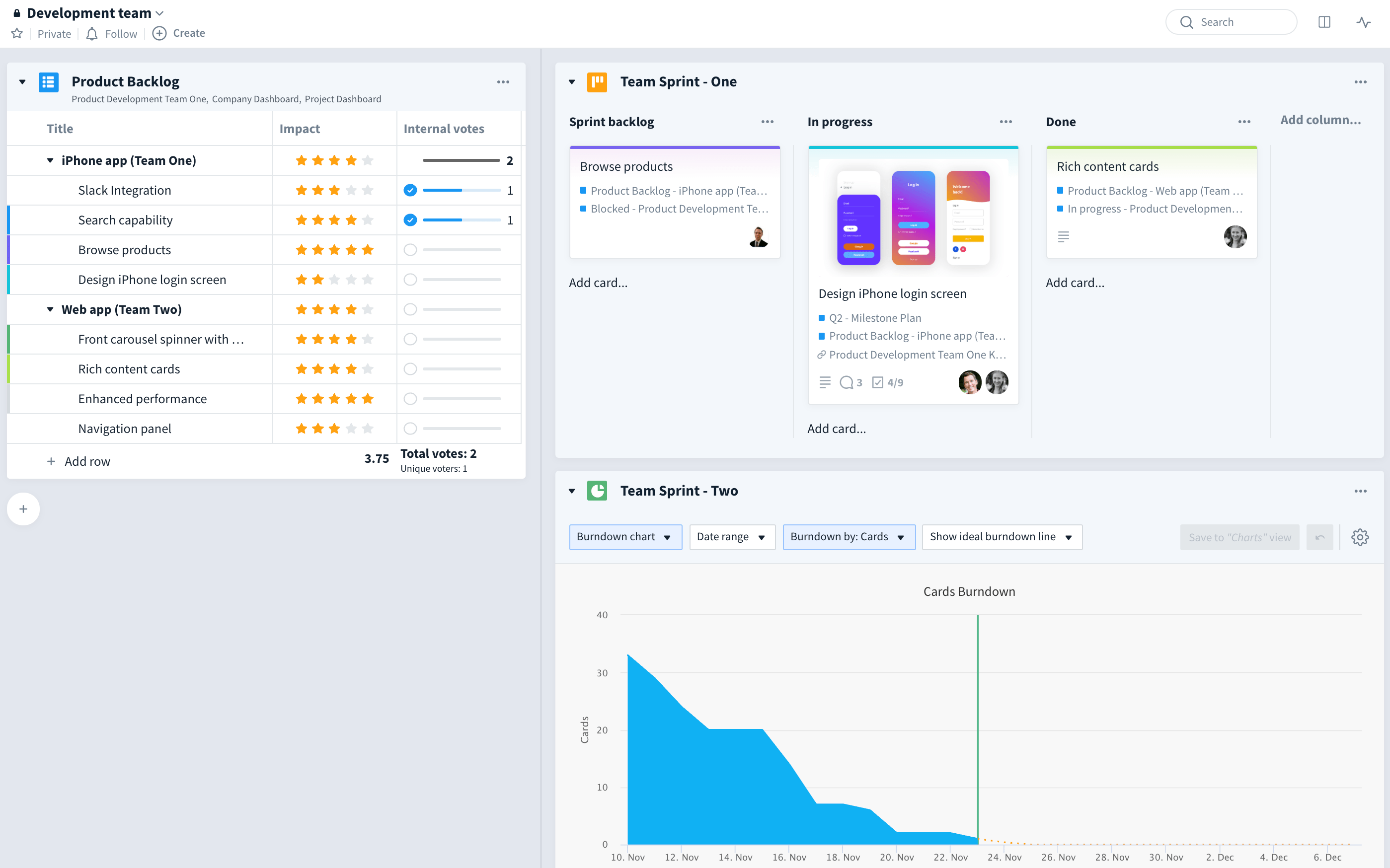 Favro - Unlike other apps, Favro lets you see multiple boards in single screen collections, even boards from other teams and other projects. Replace tools like Trello, Monday or Asana.